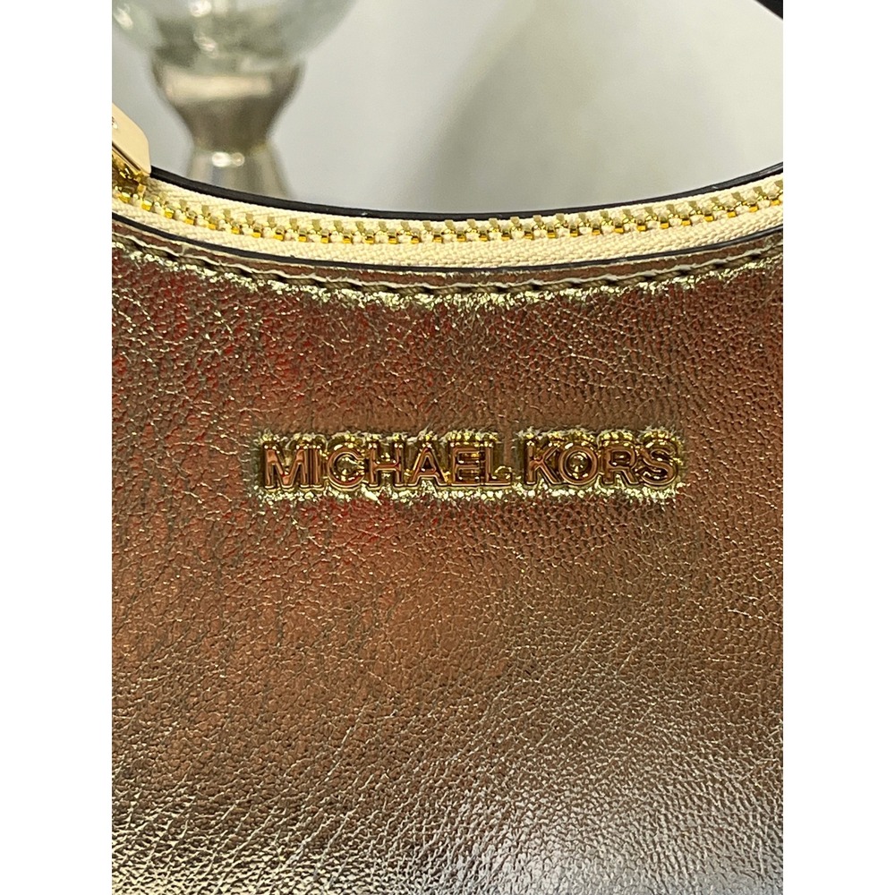 NEW Michael Kors Jet Set Small Pouchette Crossbody Bag Metallic Gold 35S2G7ZC5M - Picture 2 of 10
